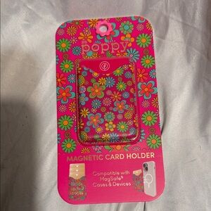 Poppy Floral Magnetic Card Holder - Pink